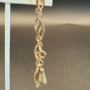 VTG SARAH COV Gold Tone Link Bracelet | Dainty Chain w/ Teardrop Charm | Signed